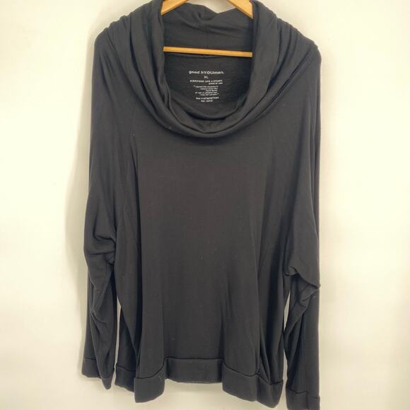 Good hYOUman Top women’s XL Oversized Black Cowl Neck Oversized Bkack Pullover - Picture 1 of 8